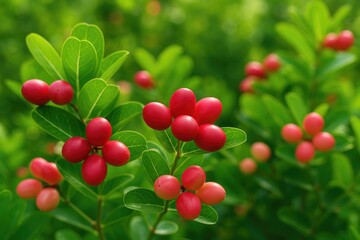 Fototapeta premium Flora in the garden showcasing Christ's Thorn and Bengal Currant plants