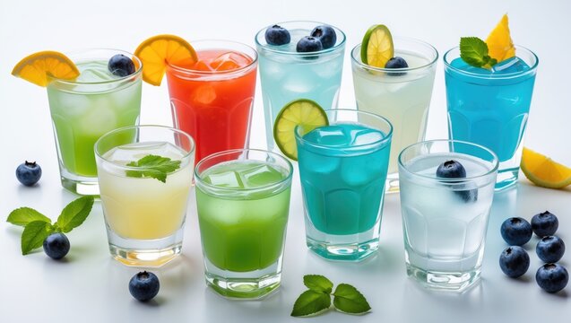 An assortment of vibrant photographs against a white background