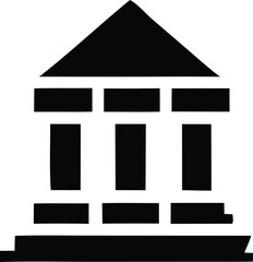 Classic greek revival building icon representing government law and public institutions