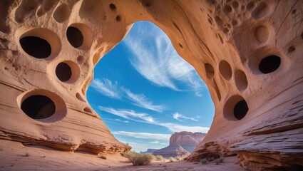 Natural voids within sandstone rock