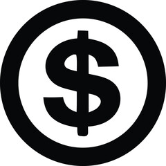 Bold black dollar sign encased within a circular target symbol representing financial goals