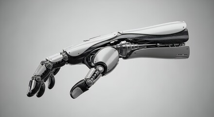 Futuristic Bionic Arm with Sleek White and Carbon Fiber Design