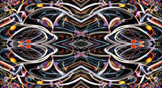 Kaleidoscopic Abstract Art Depicting a Symmetrical Composition of Light Streams - Powered by Adobe