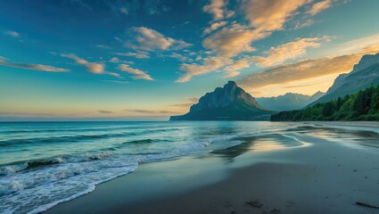 Fototapeta premium Nature's vibrant shades illuminate the horizon