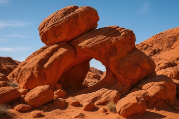 Vivid crimson geological structures at a scenic outdoor reserve