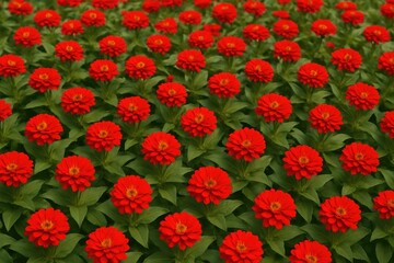 Scarlet Flower Bed Scene