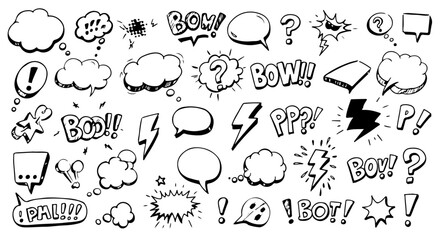 Obraz premium set of hand drawn doodle speech bubbles