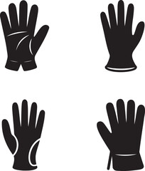Obraz premium Set of Glove silhouette vector illustration isolated On Transparent Background