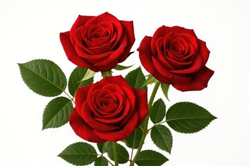 Isolated red rose blossom against a white background