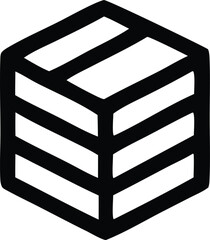 Abstract isometric cube icon representing stacked items or data blocks in a simple geometric design