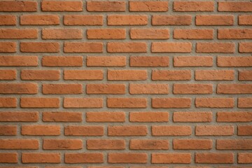 Cement house adjacent to a red brick wall