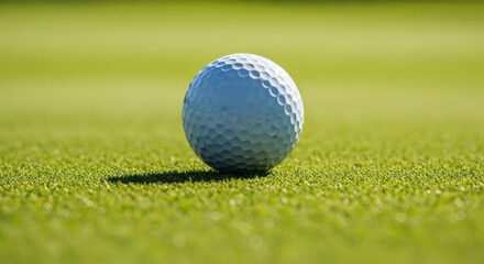Obraz premium Close-up golf ball on a vibrant green fairway