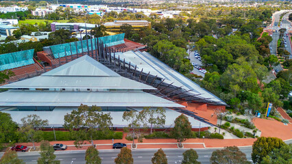 Fototapeta premium Aerial view of Joondalup Campus, showcasing modern architecture and green spaces in Western Australia