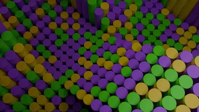 Mardi gras colors cylinders abstract animation. Design