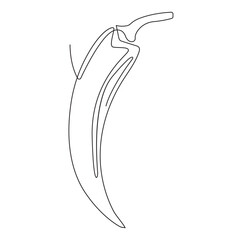 Continuous single line one art drawing of hot chili vector illustration.