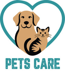 Pet Care Logo Design with Dog and Cat in Heart Shape