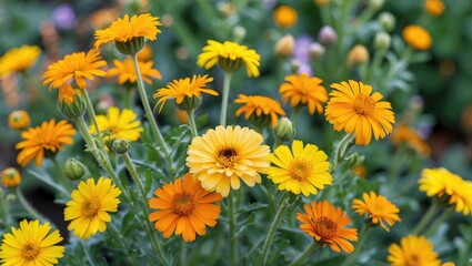 Garden-grown calendula with vibrant yellow petals