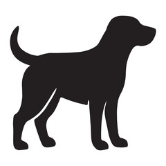 Black dog silhouette vector illustration of an isolated pet canine design