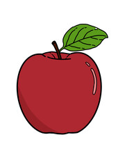 red apple with leaf