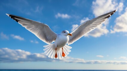 Obraz premium Bird in flight over the open sky