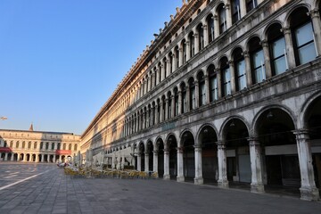 Morning view of Piazza San Marco in Venice, Italy
