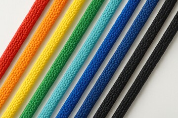 Detailed view of vibrant shoelaces against a textured backdrop