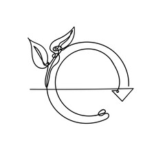  continuous line drawing leaf circular arrow illustration