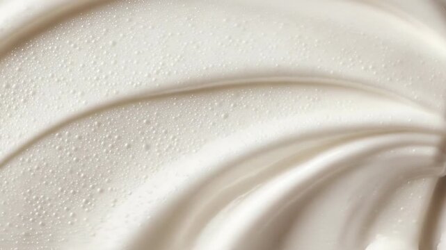 White cream texture close up background swirl pattern dessert dairy product culinary ingredient concept video in 4k