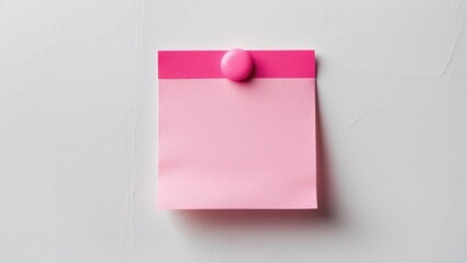 A pink note sticker used to jot down ideas or reminders on a white backdrop