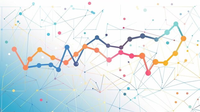 Abstract digital data analysis graph on a connected network background