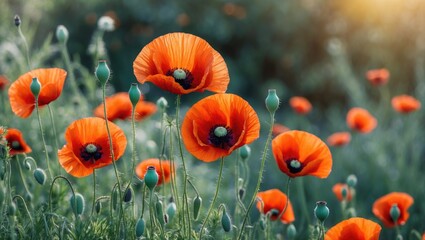 Obraz premium The enchanting red blooms of poppies bring warmth, love, and aesthetic charm to all