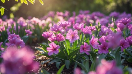Fototapeta premium Colorful flower in the garden scene