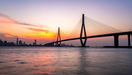 Obraz premium City Bridge Sunset Silhouette