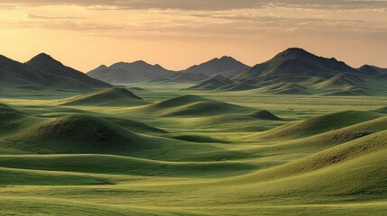 Fototapeta premium Scenic Landscape With Hills And Valley At Sunrise