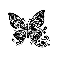 Ornate butterfly with decorative wings isolated on white background