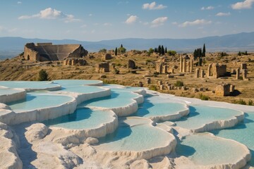 Historical site near natural hot spring terraces