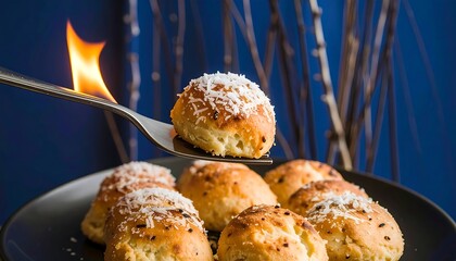 Small, golden buns with topping
