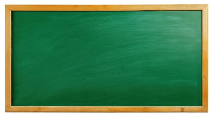 A blank green chalkboard with a wooden frame, ready for use in a classroom or educational setting