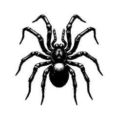 Obraz premium Detailed spider illustration isolated on white background in black and white