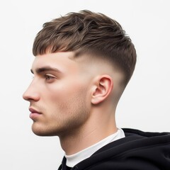 Obraz premium Stylish Fade Haircut for Men with Textured Crop Top