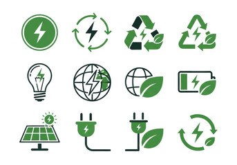 Eco energy and renewable energy icon set
