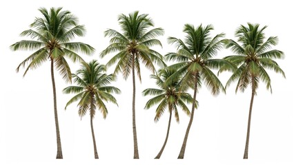 Obraz premium Collection of coconut palms standing out on a white background