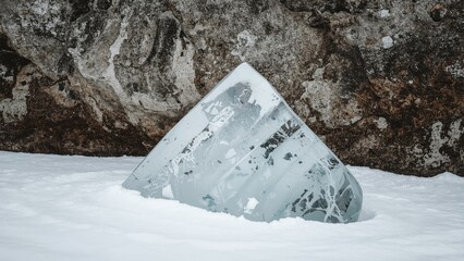 Water and ice pattern overlaying a rugged wall background