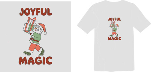  Joyful Magic - Cute Santa Holding Christmas Presents Illustration