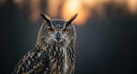 Close-up of an owl at sunset (1)