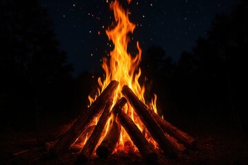 Cozy Nighttime Campfire Ambiance