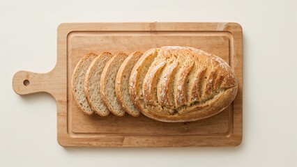 Individual Bread Slice Set on a Board for Cutting