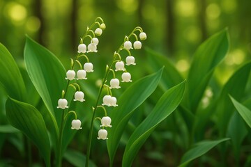 Obraz premium May blossoms: tiny white flowers thriving in woodland areas
