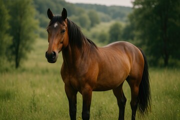Fototapeta premium Horse enjoying the wilderness in open landscapes
