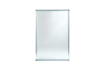 Blank white rectangular sign with silver frame isolated on transparent background